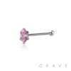 316L SURGICAL STEEL NOSE BONE STUD WITH MARQUISE SHAPE PRONG SET